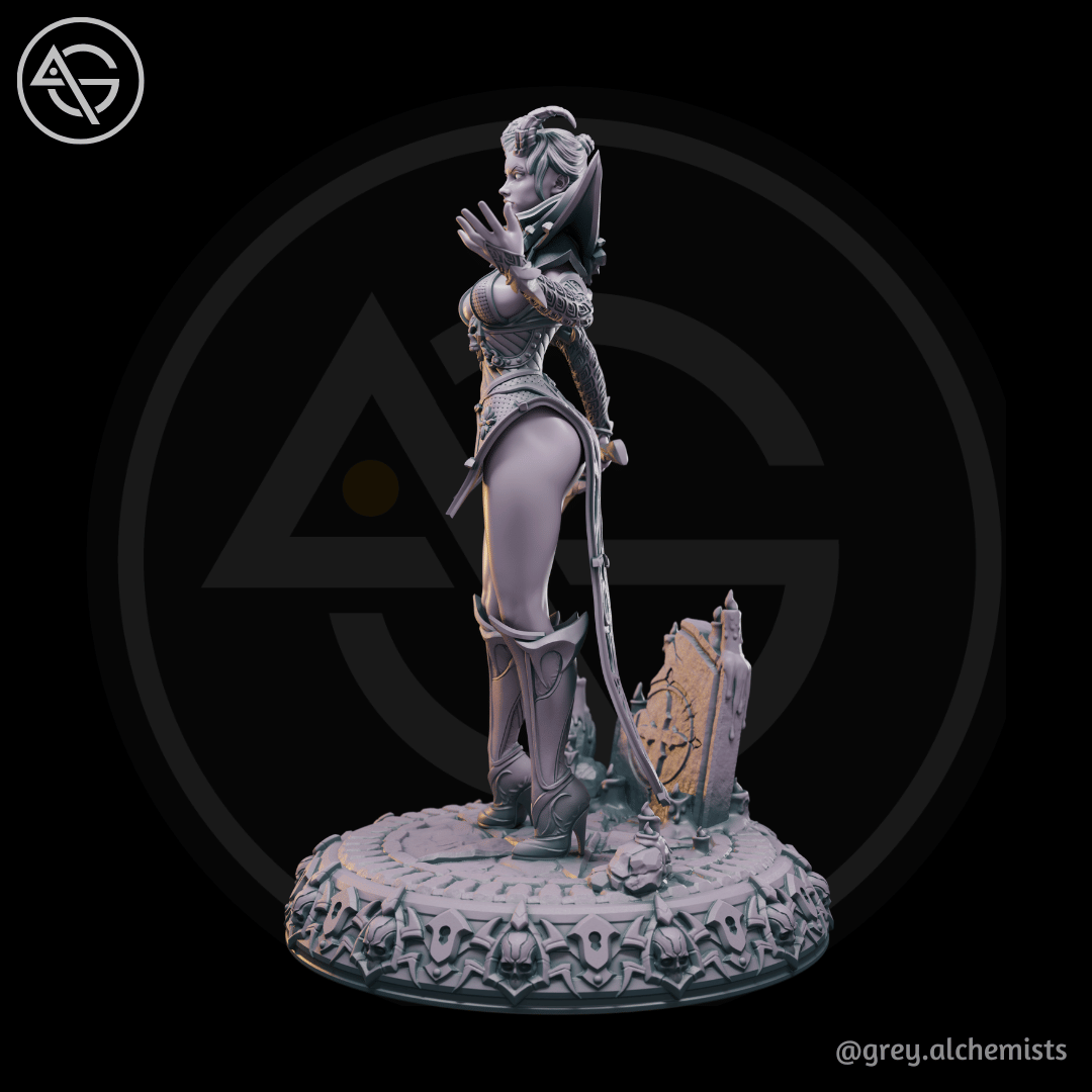 Grey Alchemists - Tiefling Warrior - 32mm/75mm DnD/Pathfinder/TTRPG Figure