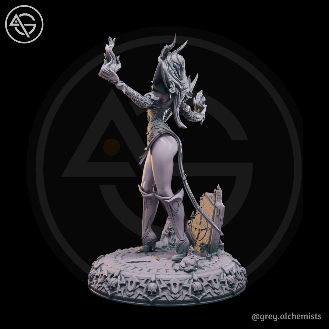 Grey Alchemists - Tiefling Sorcerer - 32mm/75mm DnD/Pathfinder/TTRPG Figure