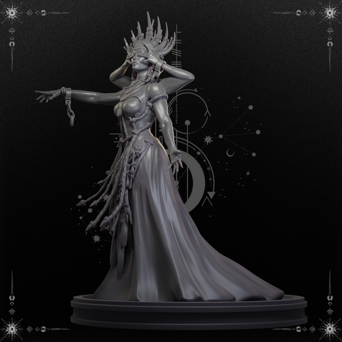 Black Fins Miniatures - Shar, Queen of Dark - 75mm Pin Up/Figure/Model/Diorama
