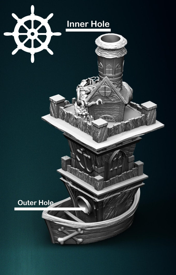 Slope3D - Pirate Ship (Hut) Dice Tower - DnD/TTRPG/Roleplaying/Wargames