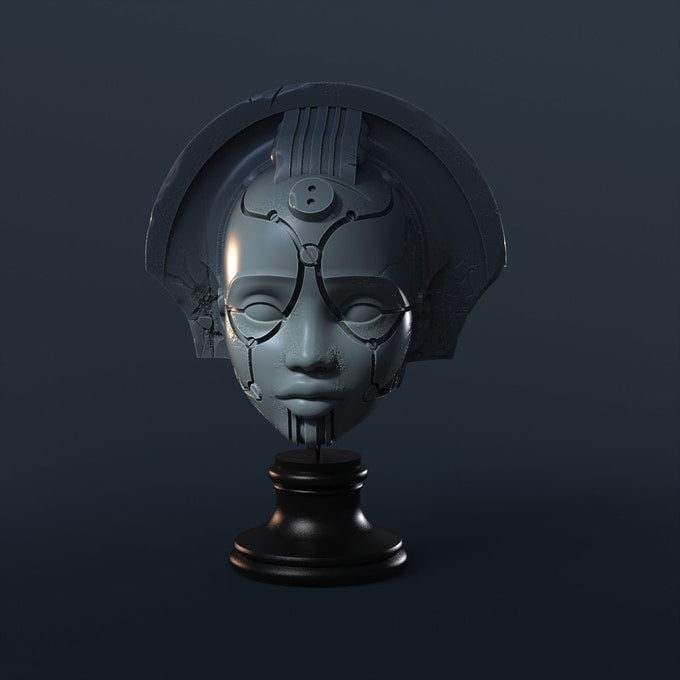 Cedric Snowmodel - Hanging Mask #2 - Unpainted Wall Decoration