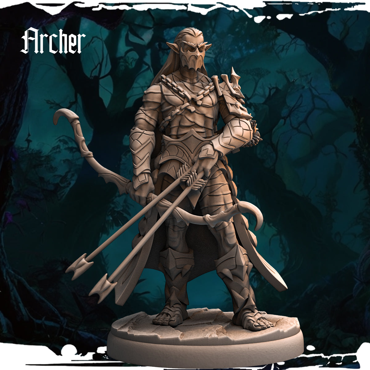 Monolith Arts - Dark Elves - Archer - DnD/TTRPG Figure/Miniature