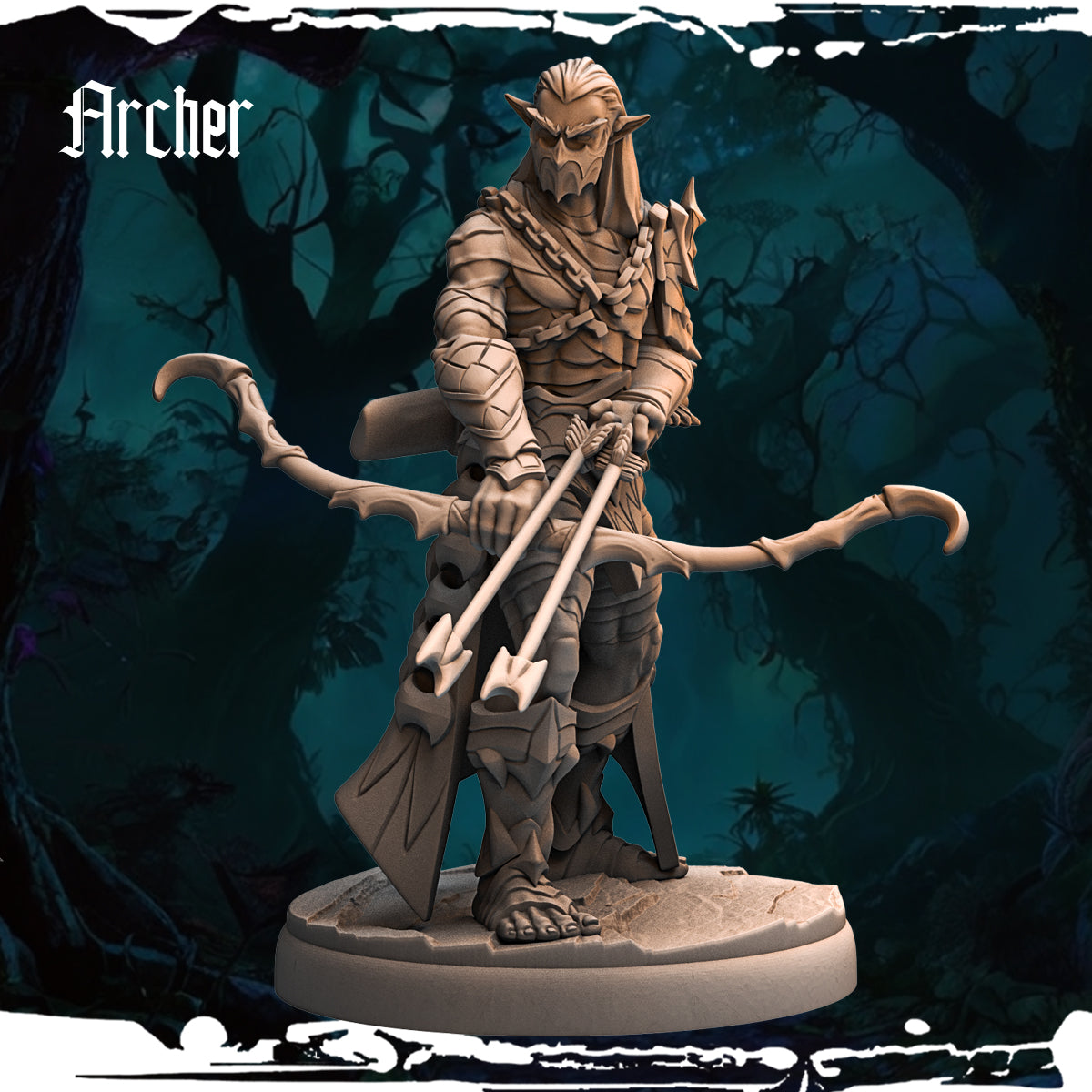 Monolith Arts - Dark Elves - Archer - DnD/TTRPG Figure/Miniature