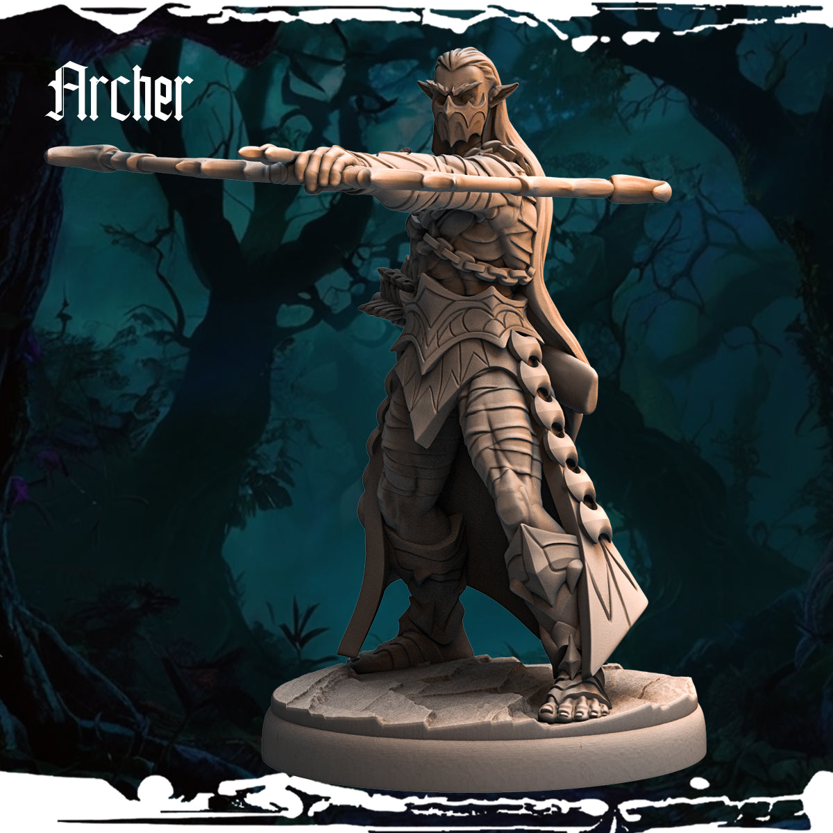 Monolith Arts - Dark Elves - Archer - DnD/TTRPG Figure/Miniature