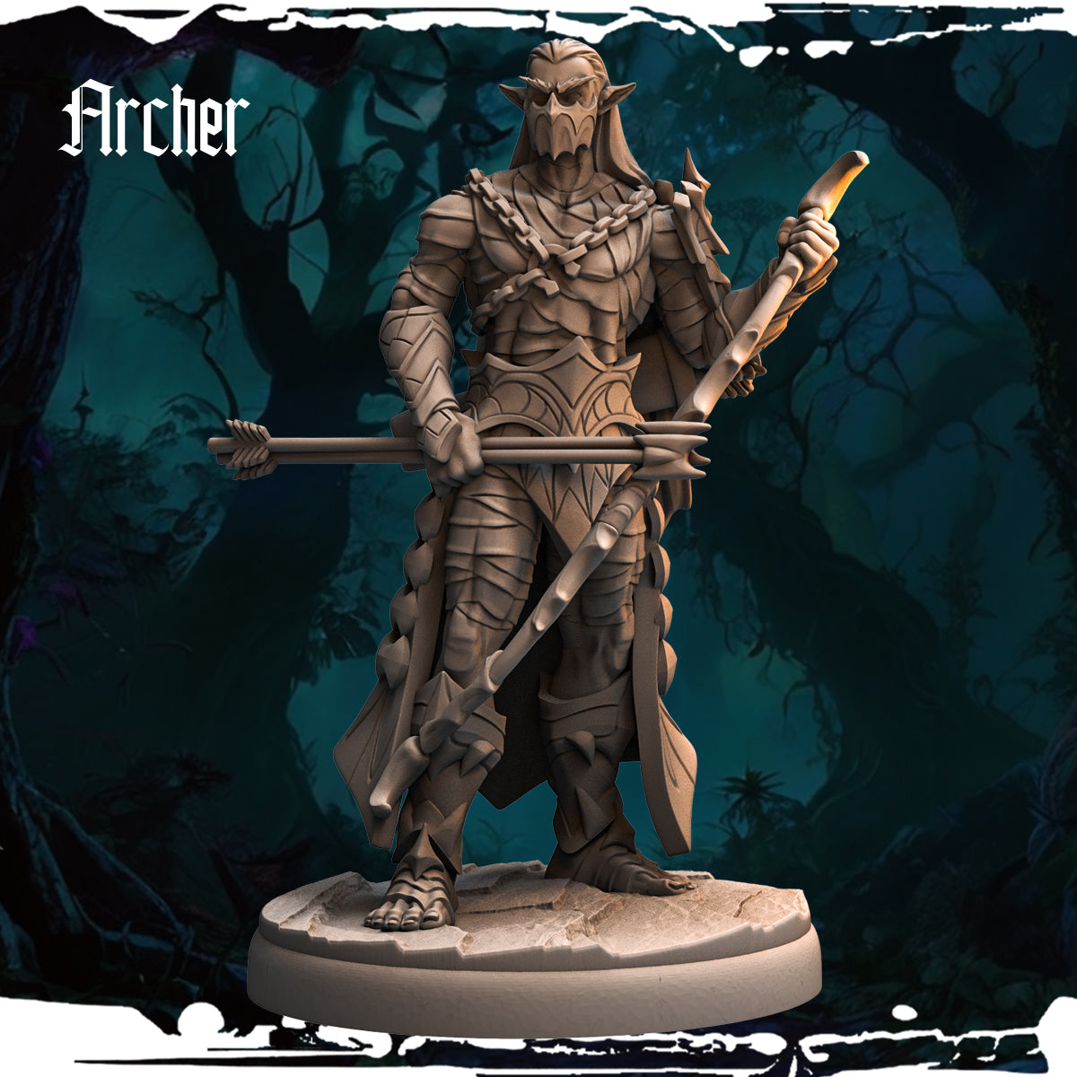 Monolith Arts - Dark Elves - Archer - DnD/TTRPG Figure/Miniature
