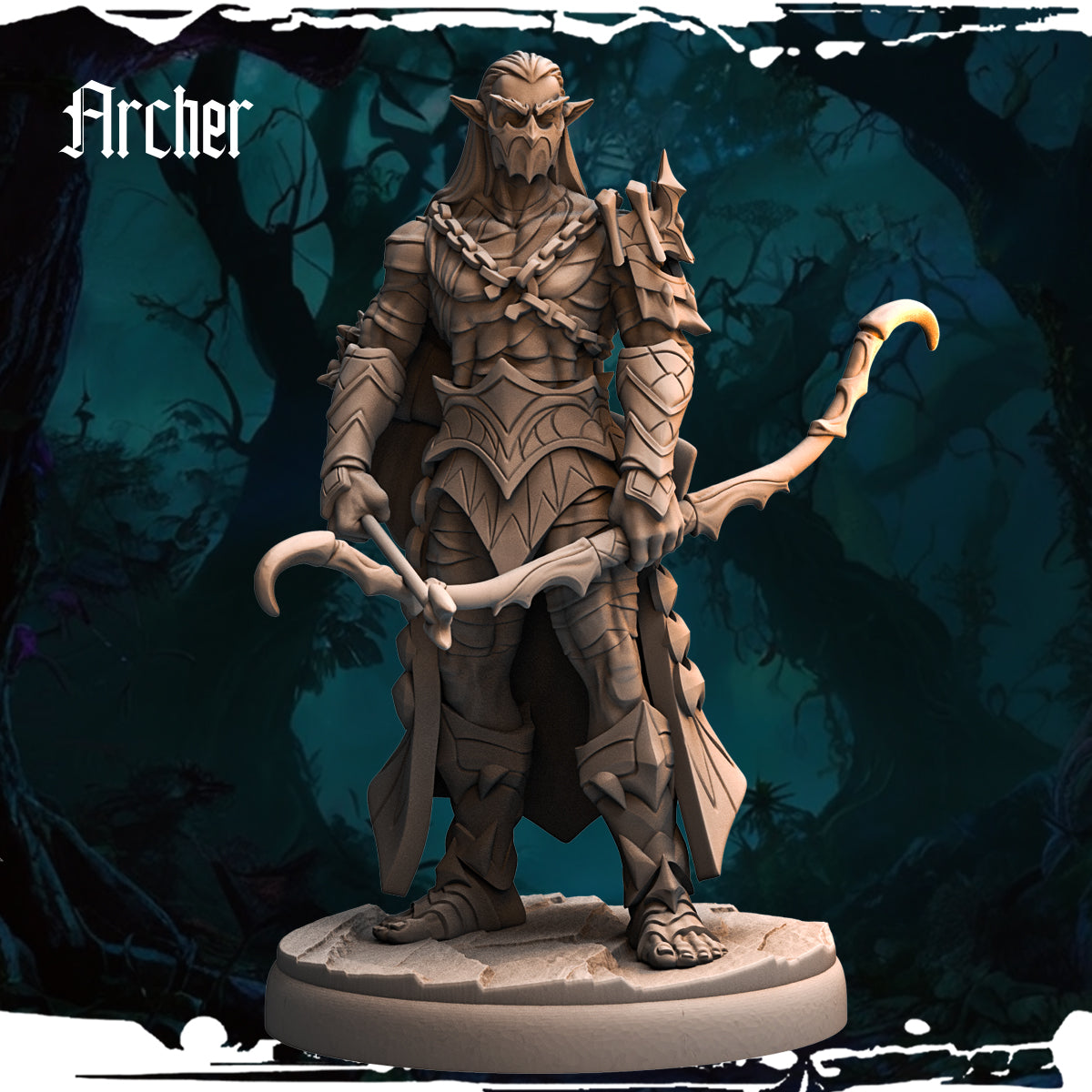 Monolith Arts - Dark Elves - Archer - DnD/TTRPG Figure/Miniature