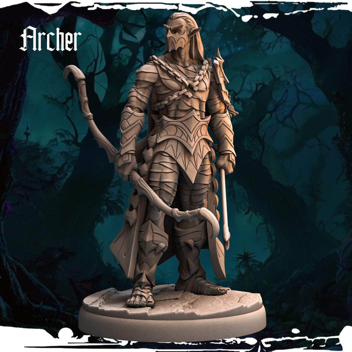 Monolith Arts - Dark Elves - Archer - DnD/TTRPG Figure/Miniature