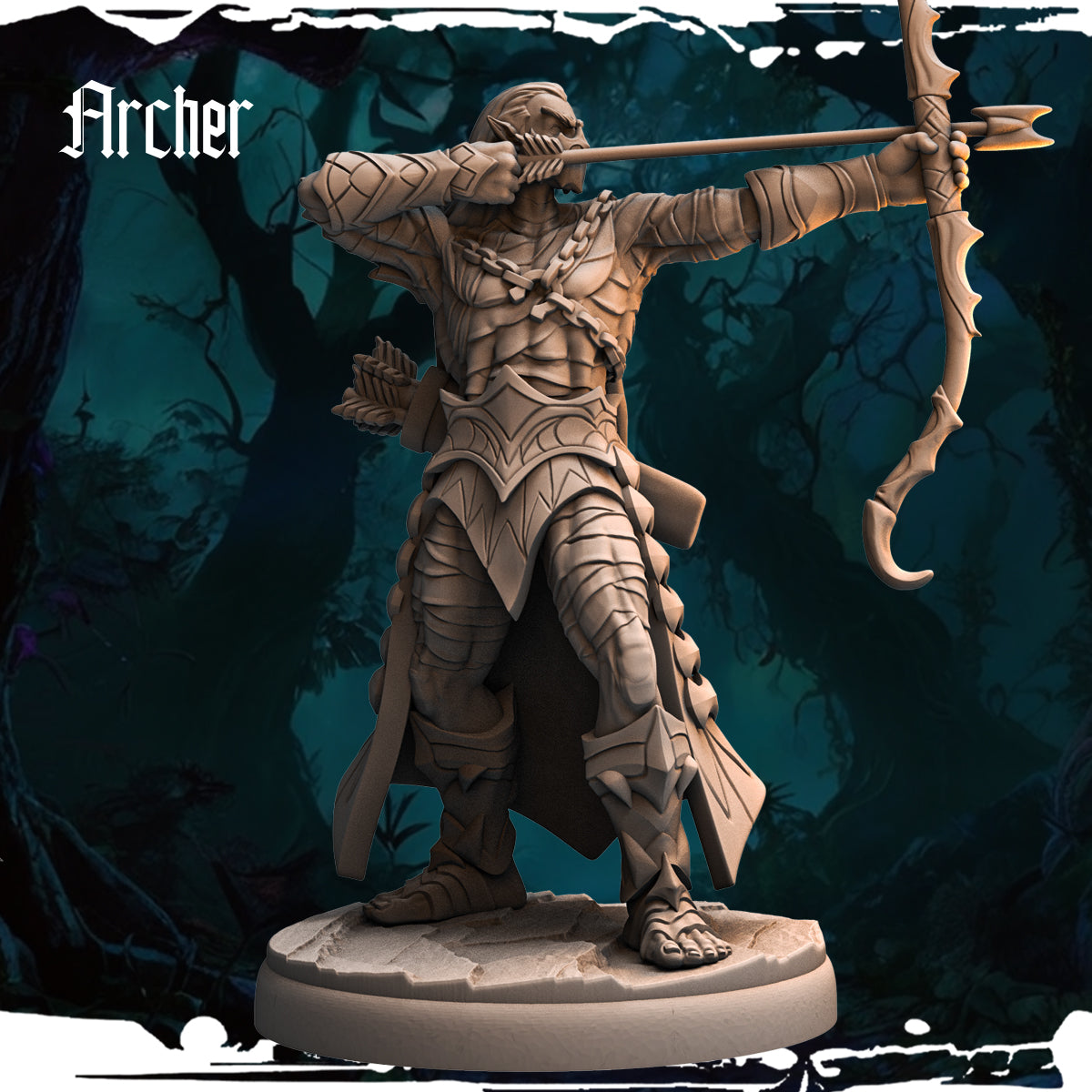 Monolith Arts - Dark Elves - Archer - DnD/TTRPG Figure/Miniature