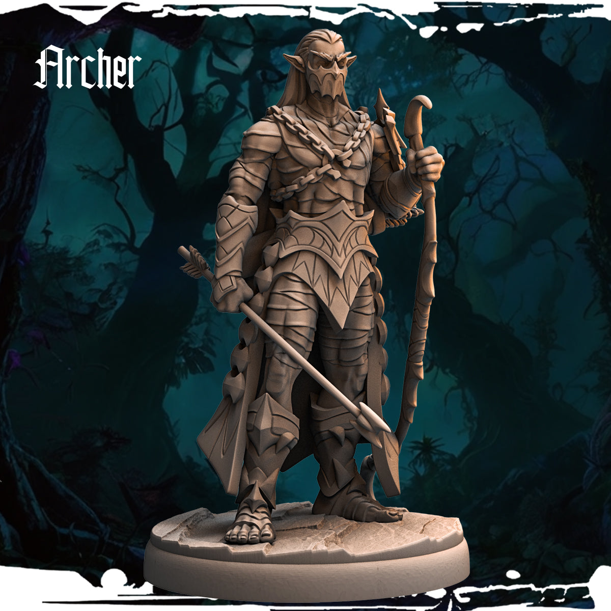 Monolith Arts - Dark Elves - Archer - DnD/TTRPG Figure/Miniature