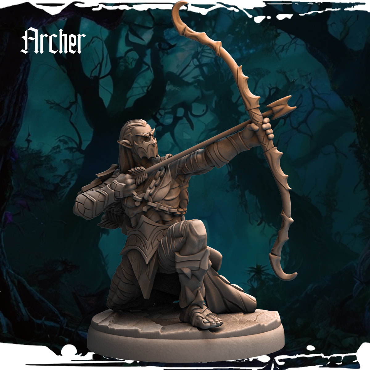 Monolith Arts - Dark Elves - Archer - DnD/TTRPG Figure/Miniature