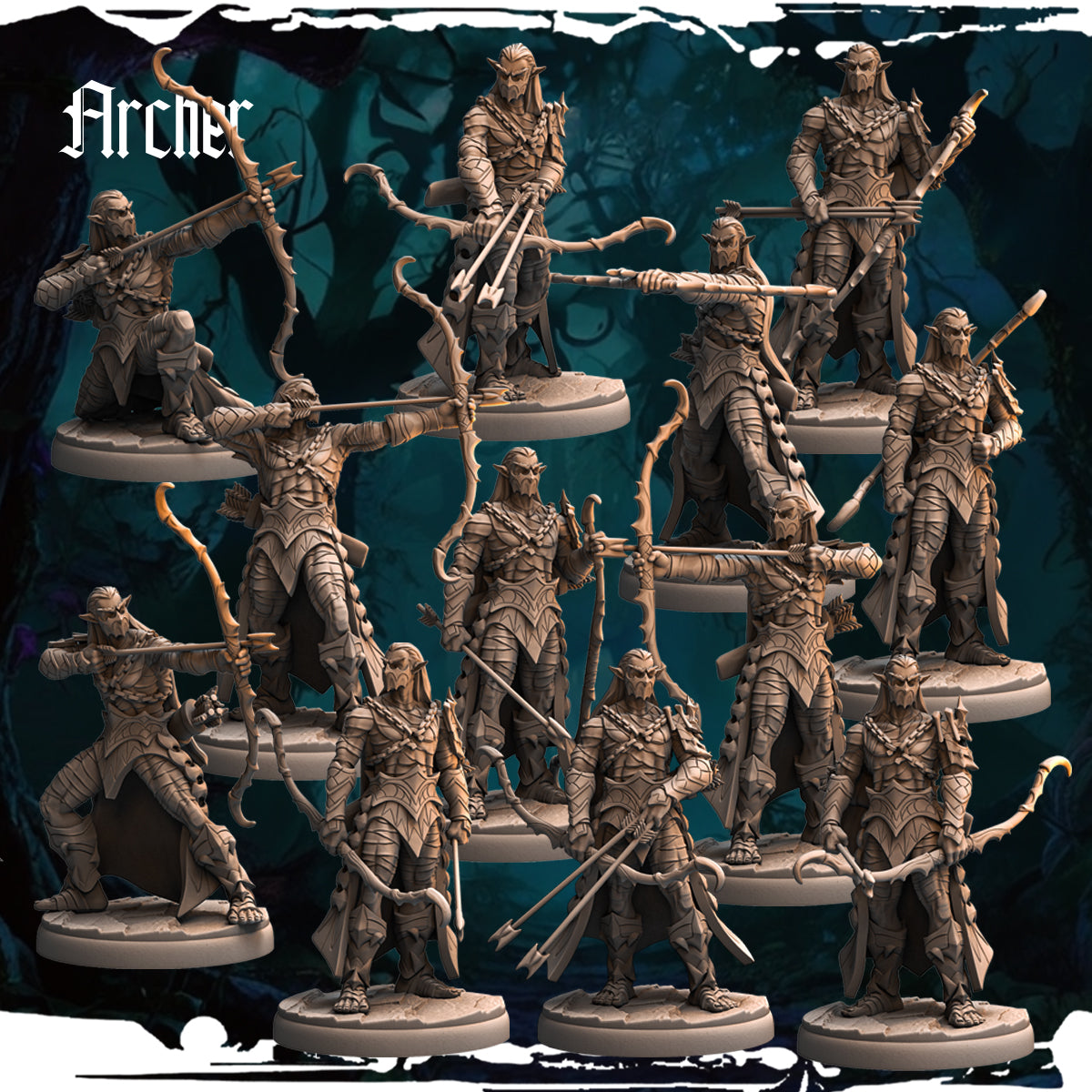 Monolith Arts - Dark Elves - Archer - DnD/TTRPG Figure/Miniature