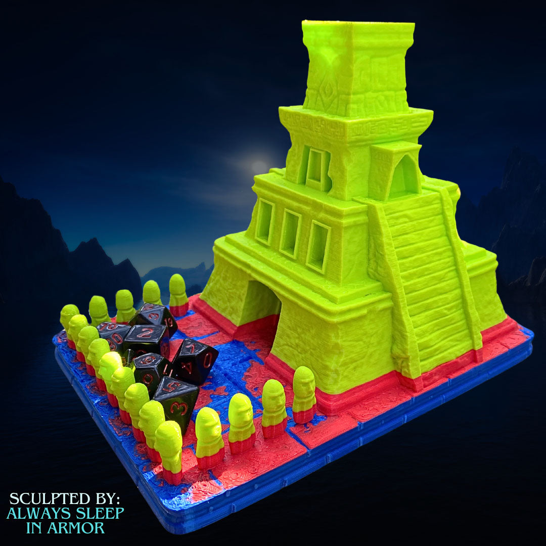 Always Sleep in Armor - Aztec Dice Tower - DnD/TTRPG/Roleplaying/Wargames - Helios3DPrinting