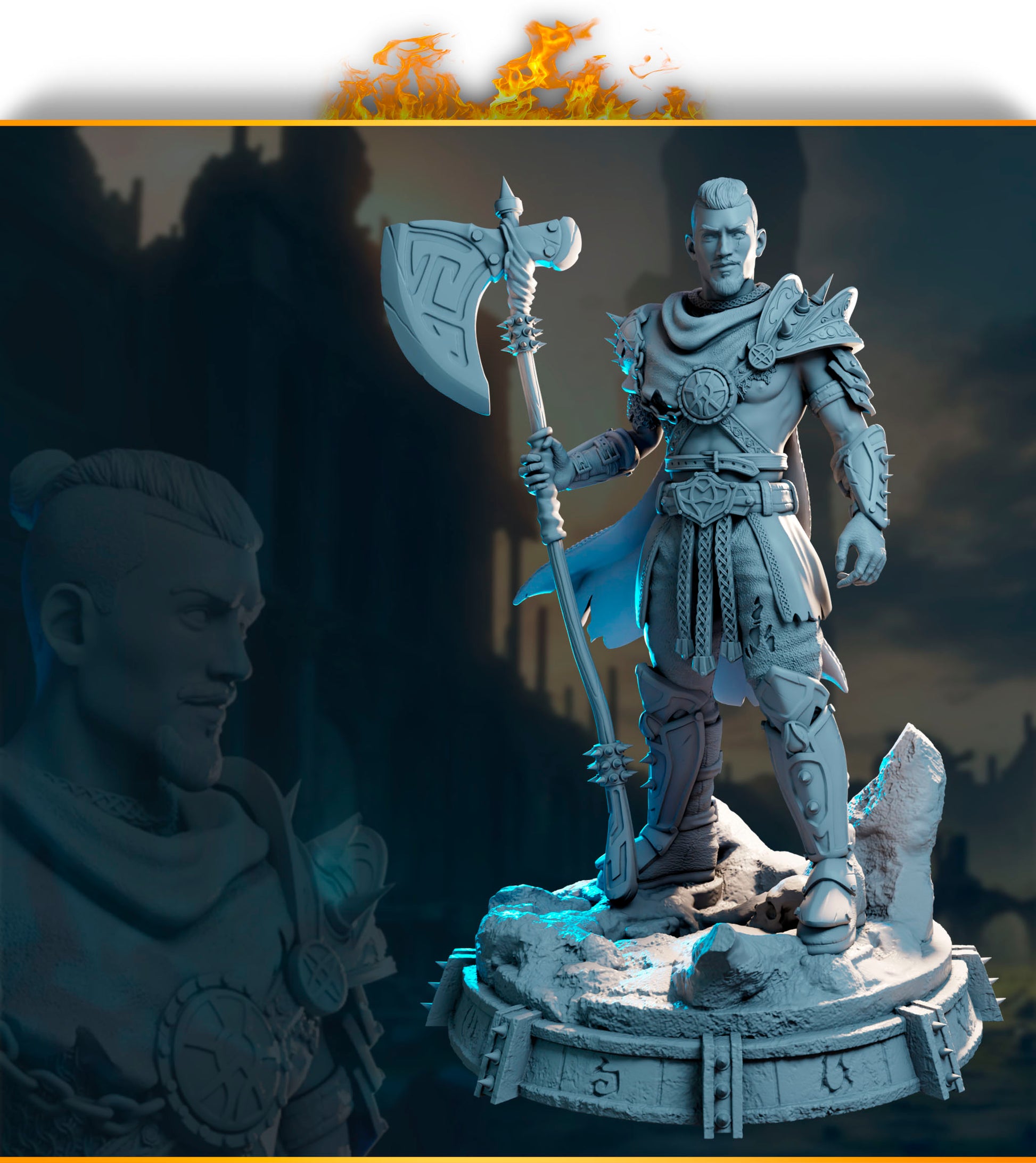 Underworld Miniatures - Guardians of Destiny - Baelor - 32/75/120mm Pin Up/Figure/Model/Diorama - Helios3DPrinting