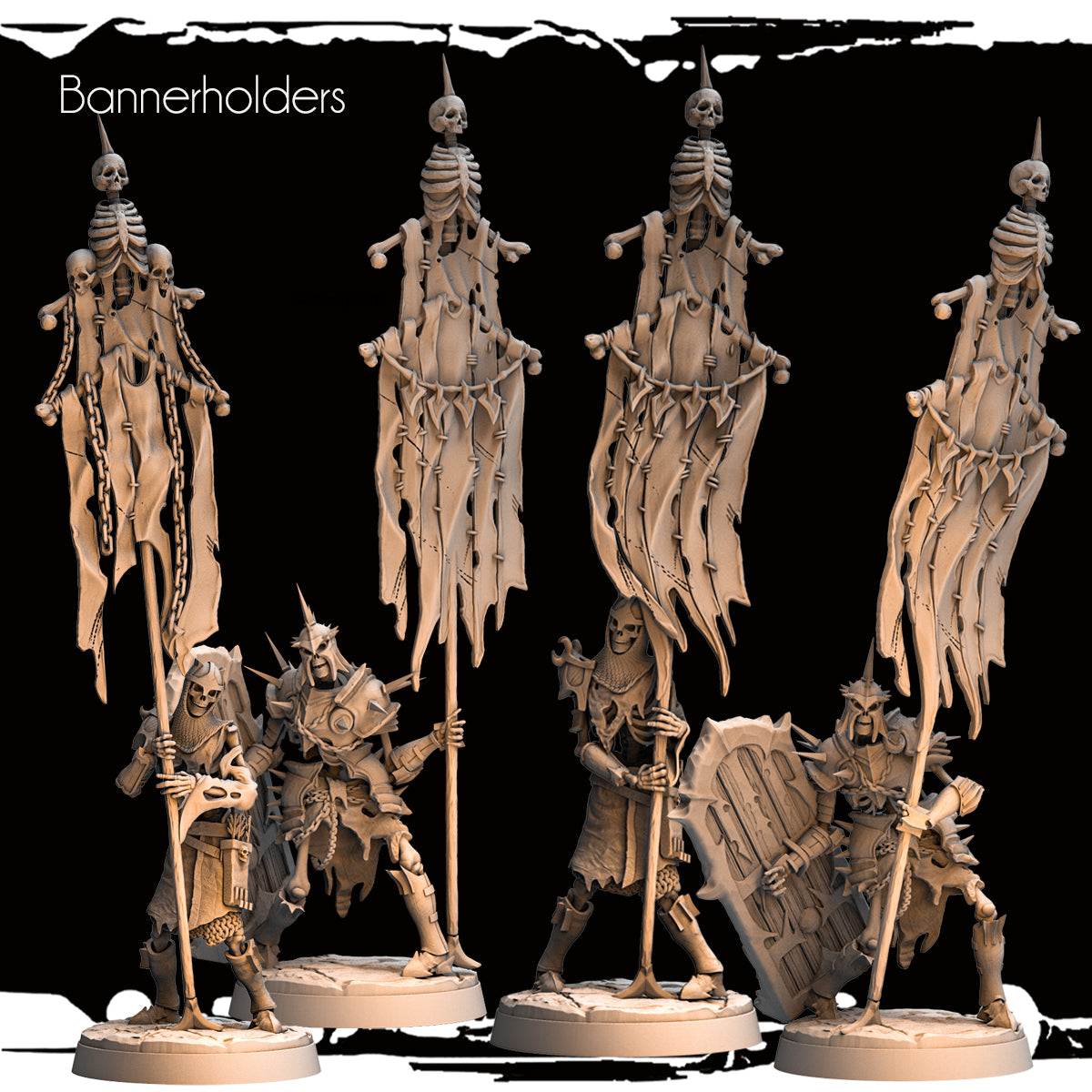 Monolith Arts - Skeletons - Bannermen - DnD/TTRPG Figure/Miniature
