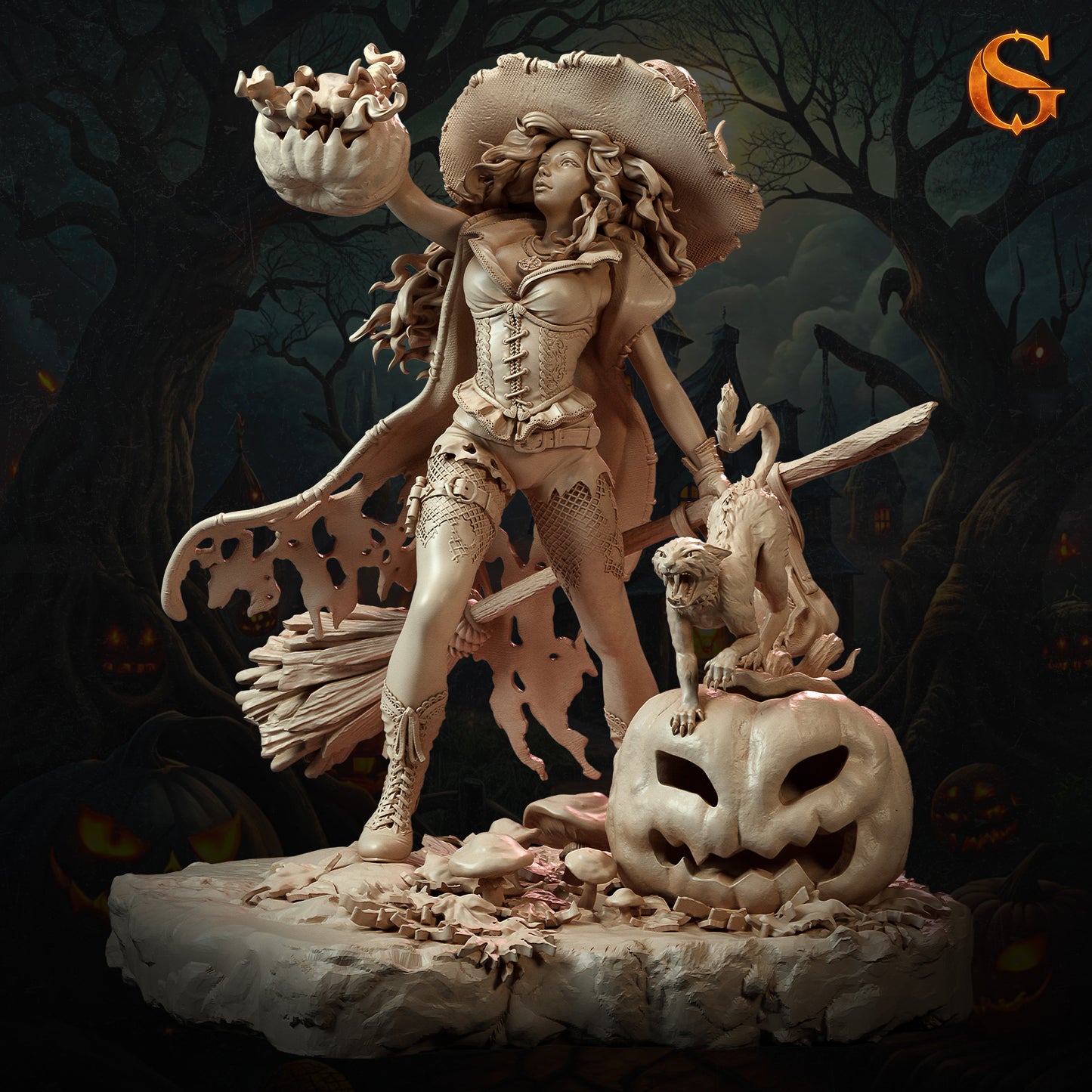 Solgoodcreations - Pumpkin Witch Beatrix - 75/140mm Pin Up/Figure/Model/Diorama