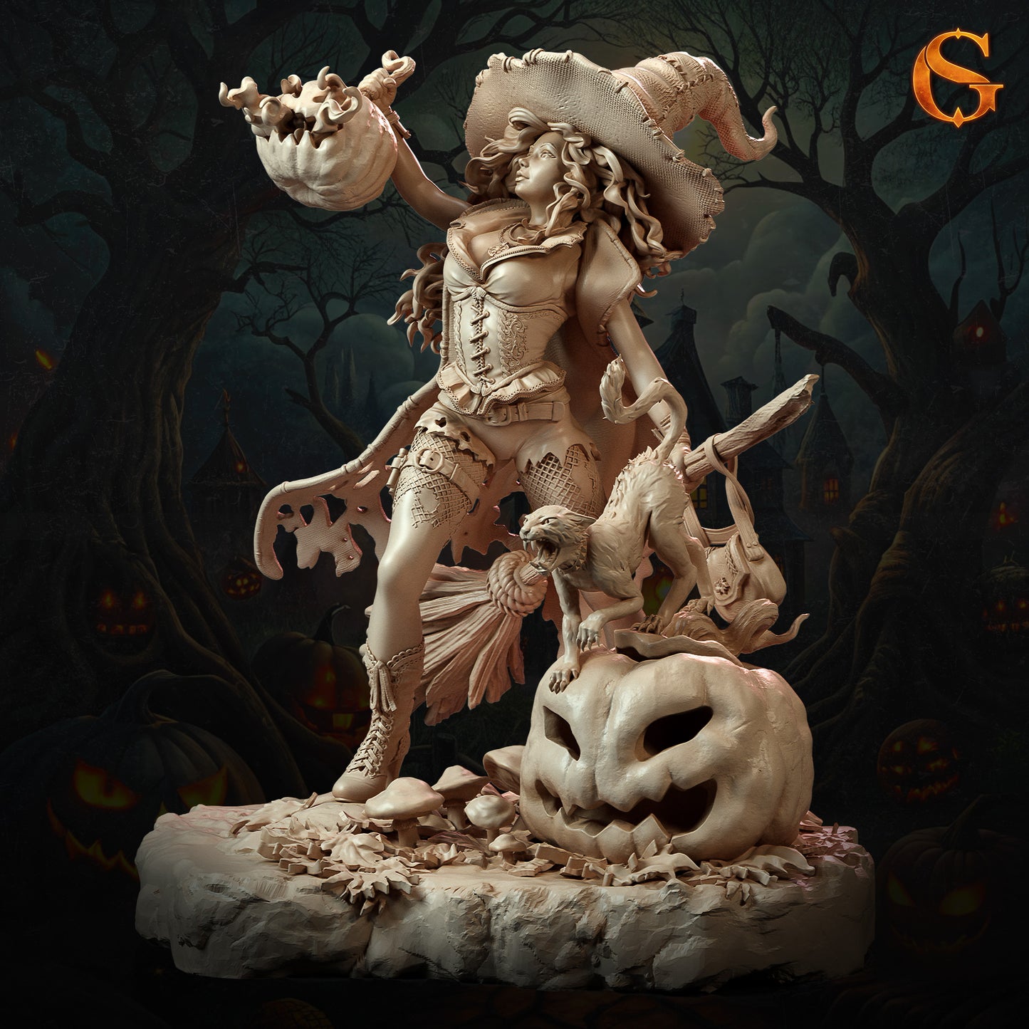 Solgoodcreations - Pumpkin Witch Beatrix - 75/140mm Pin Up/Figure/Model/Diorama
