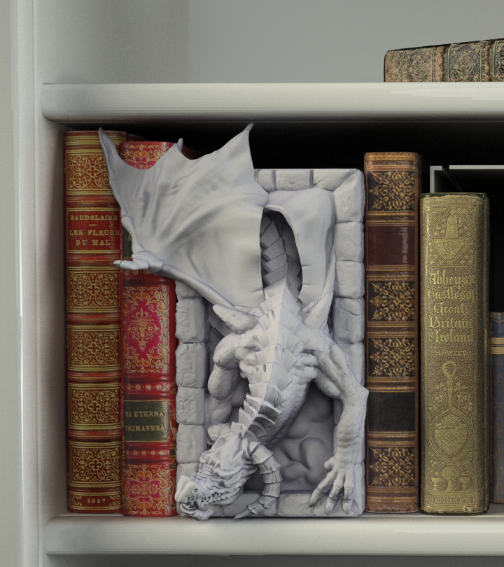 Crosslances - Book Nook/Shelf Insert - Black Dragon