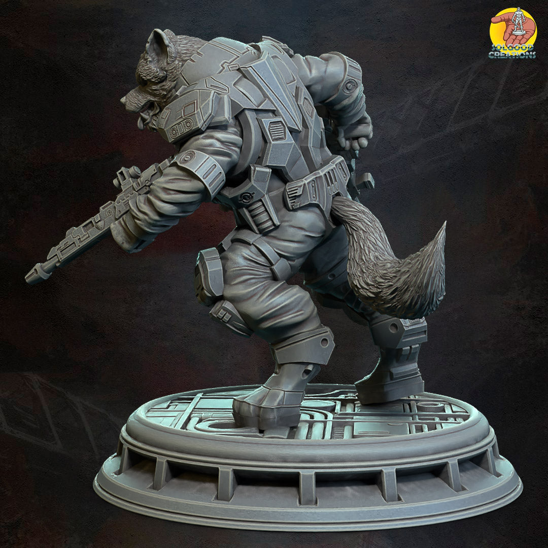 Solgoodcreations - Space Outpost - Wolfman Soldier #1 - DnD/TTRPG Figure/Miniature