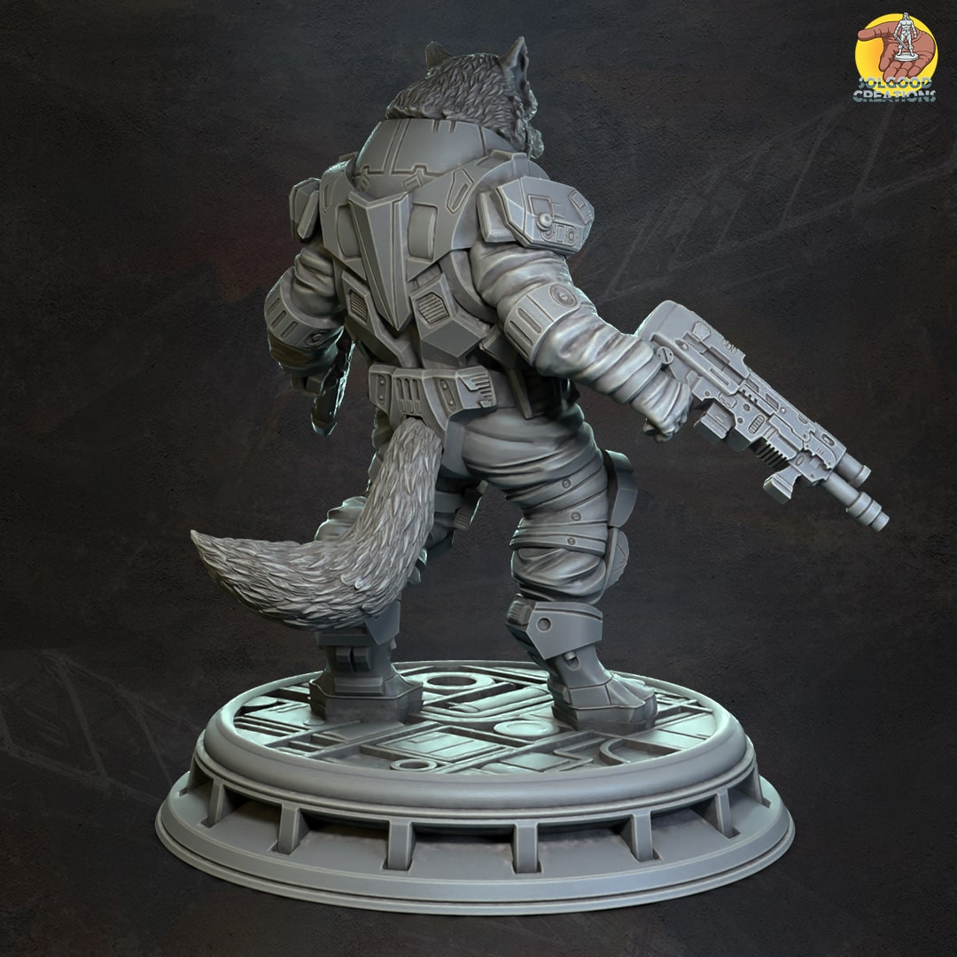Solgoodcreations - Space Outpost - Wolfman Soldier #2 - DnD/TTRPG Figure/Miniature