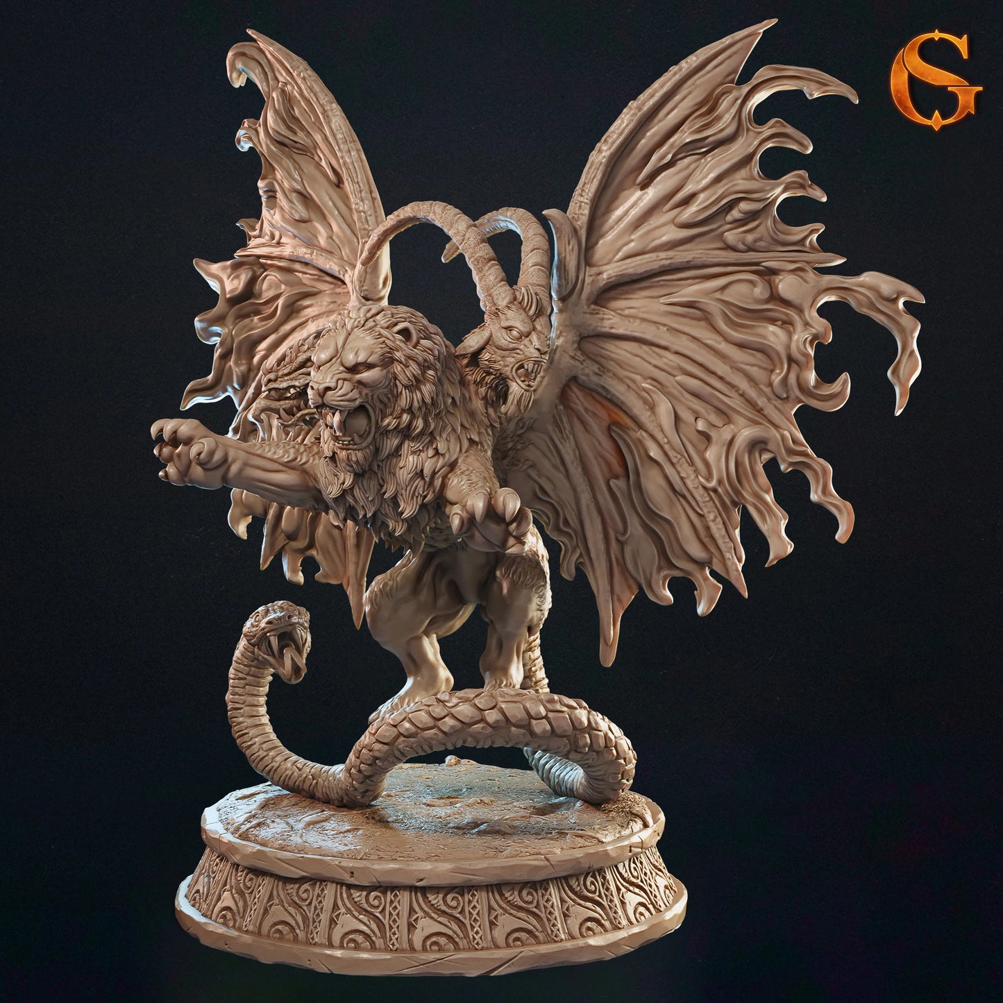 Solgoodcreations - Burning Chimera - DnD/TTRPG Figure/Miniature