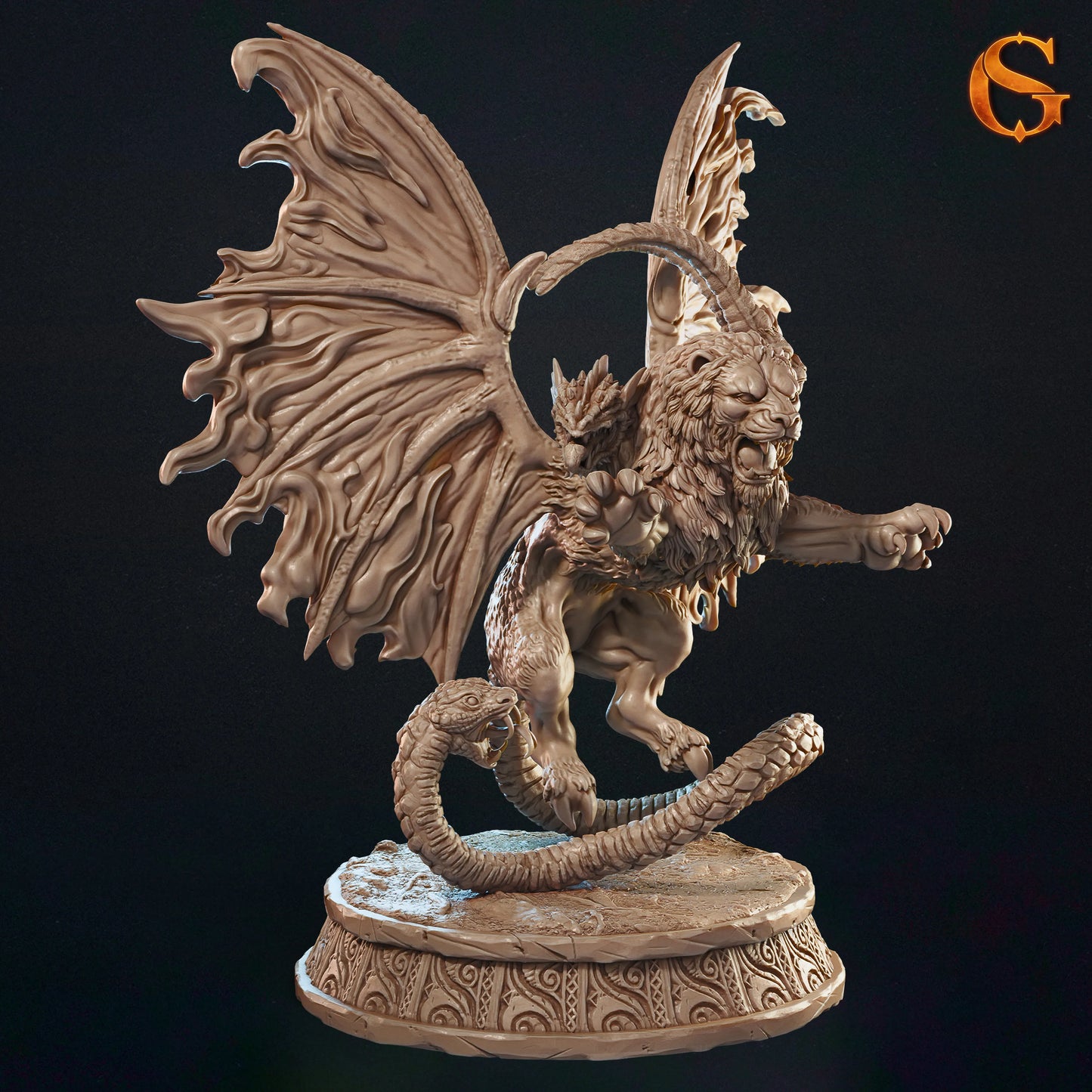 Solgoodcreations - Burning Chimera - DnD/TTRPG Figure/Miniature