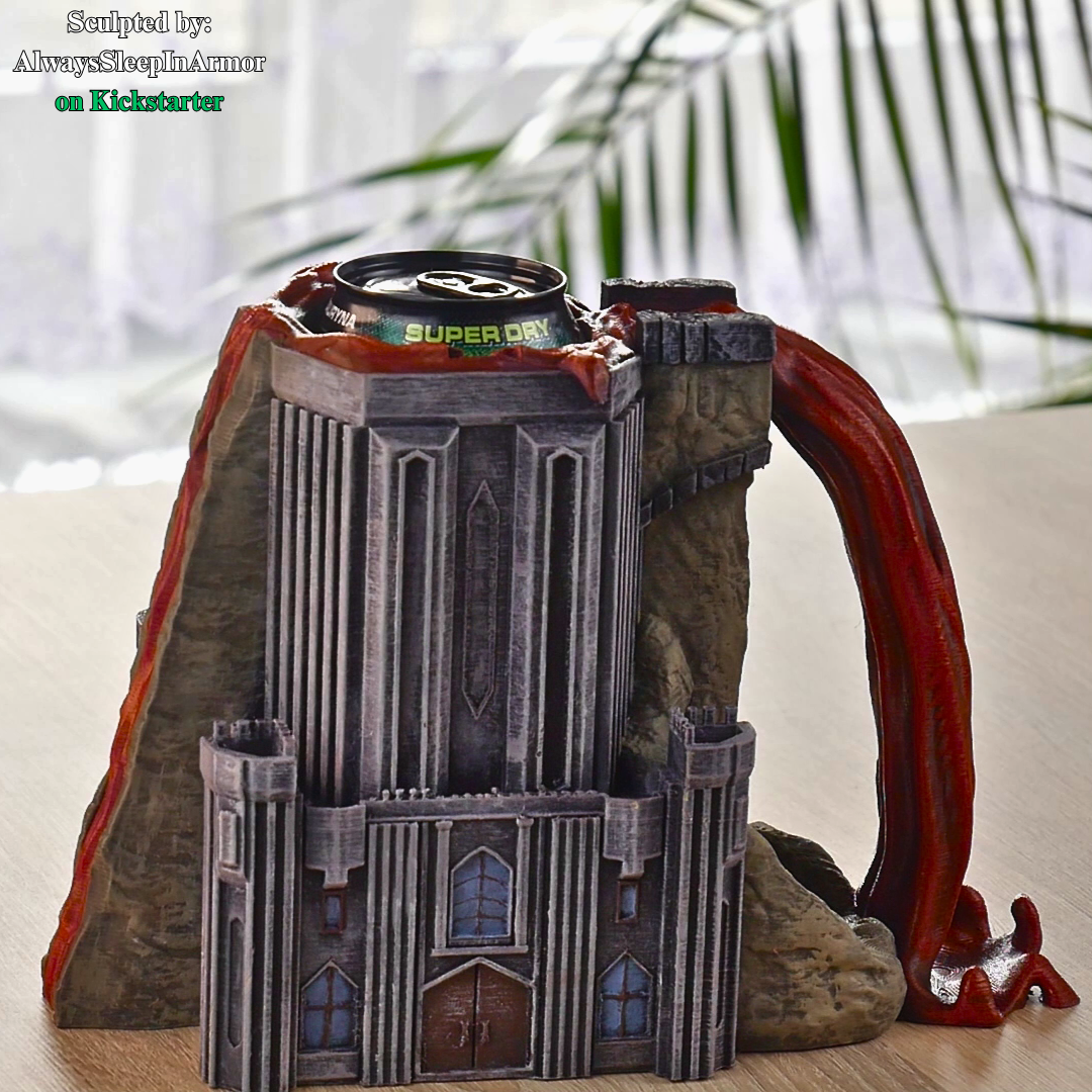 Always Sleep in Armor - Infernal Thirst Can & Snack Dice Towers - DnD/TTRPG - Helios3DPrinting