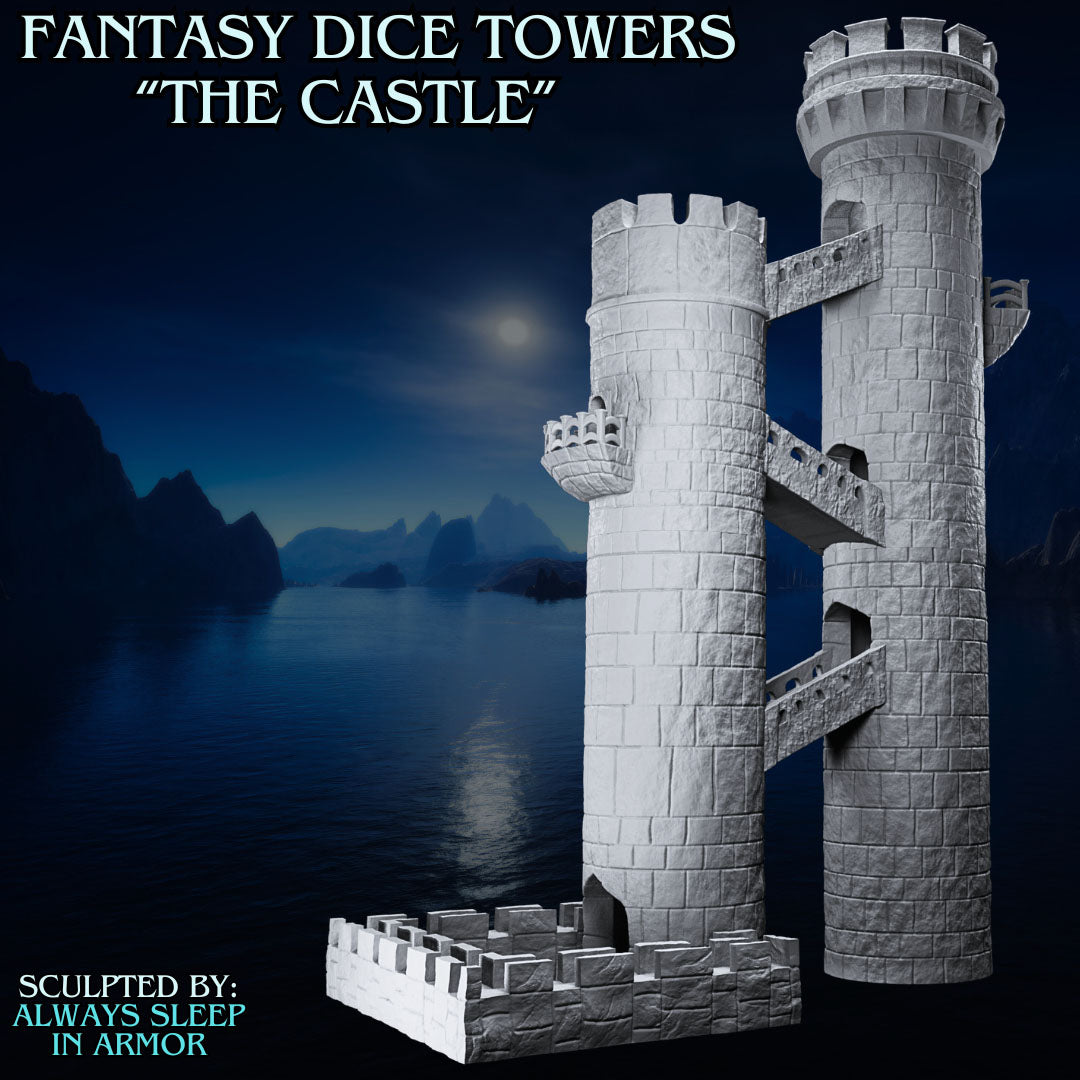 Always Sleep in Armor - Castle Dice Tower - DnD/TTRPG/Roleplaying/Wargames - Helios3DPrinting