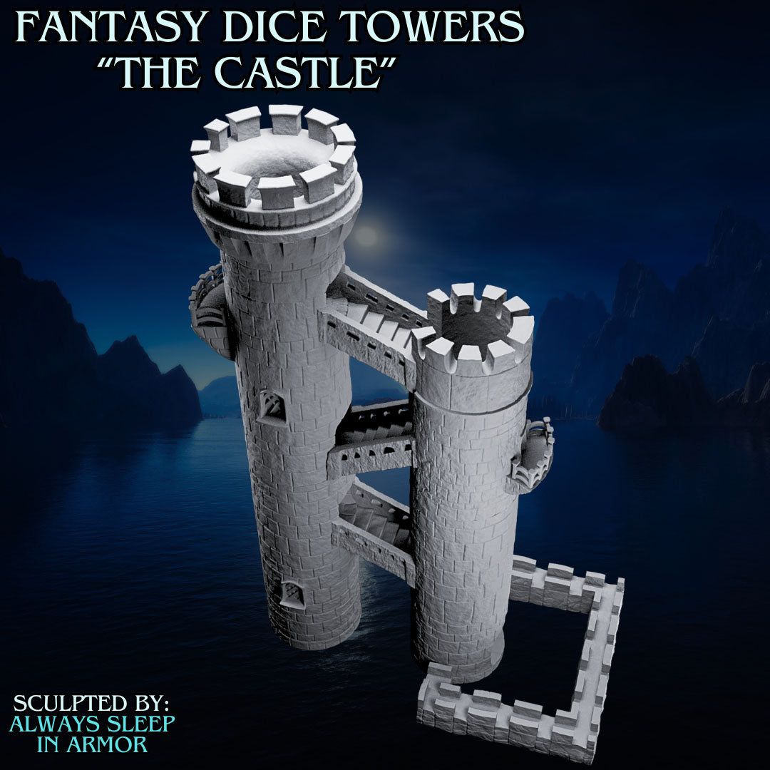 Always Sleep in Armor - Castle Dice Tower - DnD/TTRPG/Roleplaying/Wargames - Helios3DPrinting