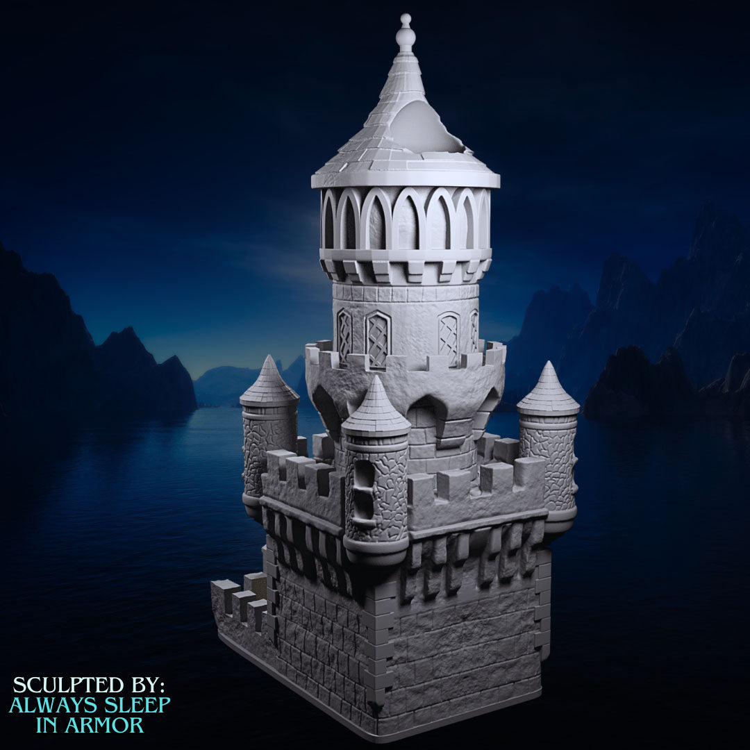 Always Sleep in Armor - Cathedral Dice Tower - DnD/TTRPG/Roleplaying/Wargames - Helios3DPrinting
