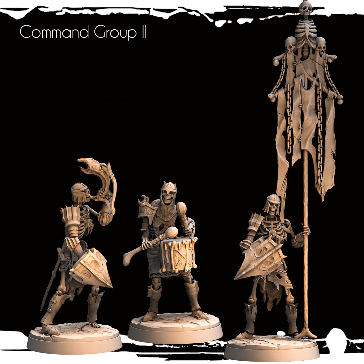 Monolith Arts - Skeletons - Command Group #2 - DnD/TTRPG Figure/Miniature