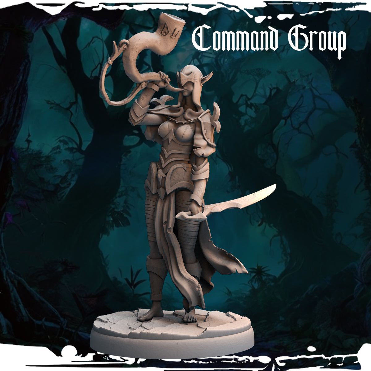 Monolith Arts - Dark Elves - Hornblower #3 - DnD/TTRPG Figure/Miniature