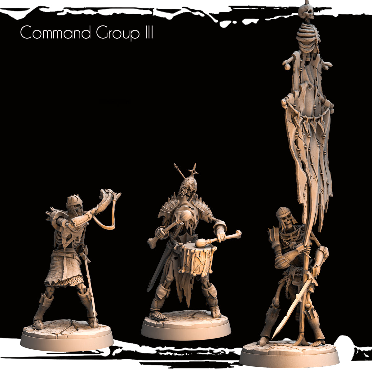 Monolith Arts - Skeletons - Command Group #3 - DnD/TTRPG Figure/Miniature