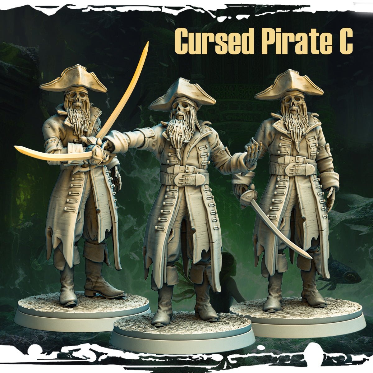 Monolith Arts - Terror on Cursed Waters - Cursed Pirate #3 - DnD/TTRPG Figure/Miniature