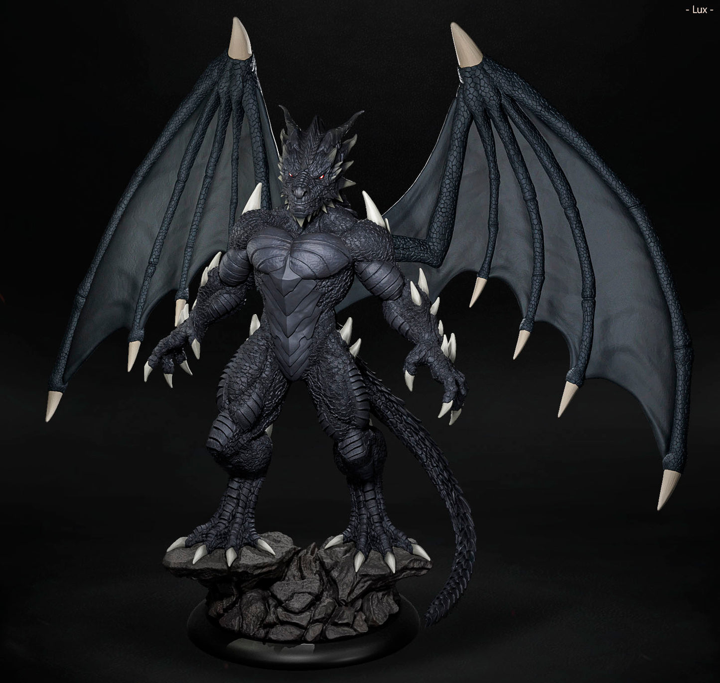 Amra 3D Art - Dark Dragon Family - Male - 80mm Pin Up/Figure/Model/Diorama - Helios3DPrinting