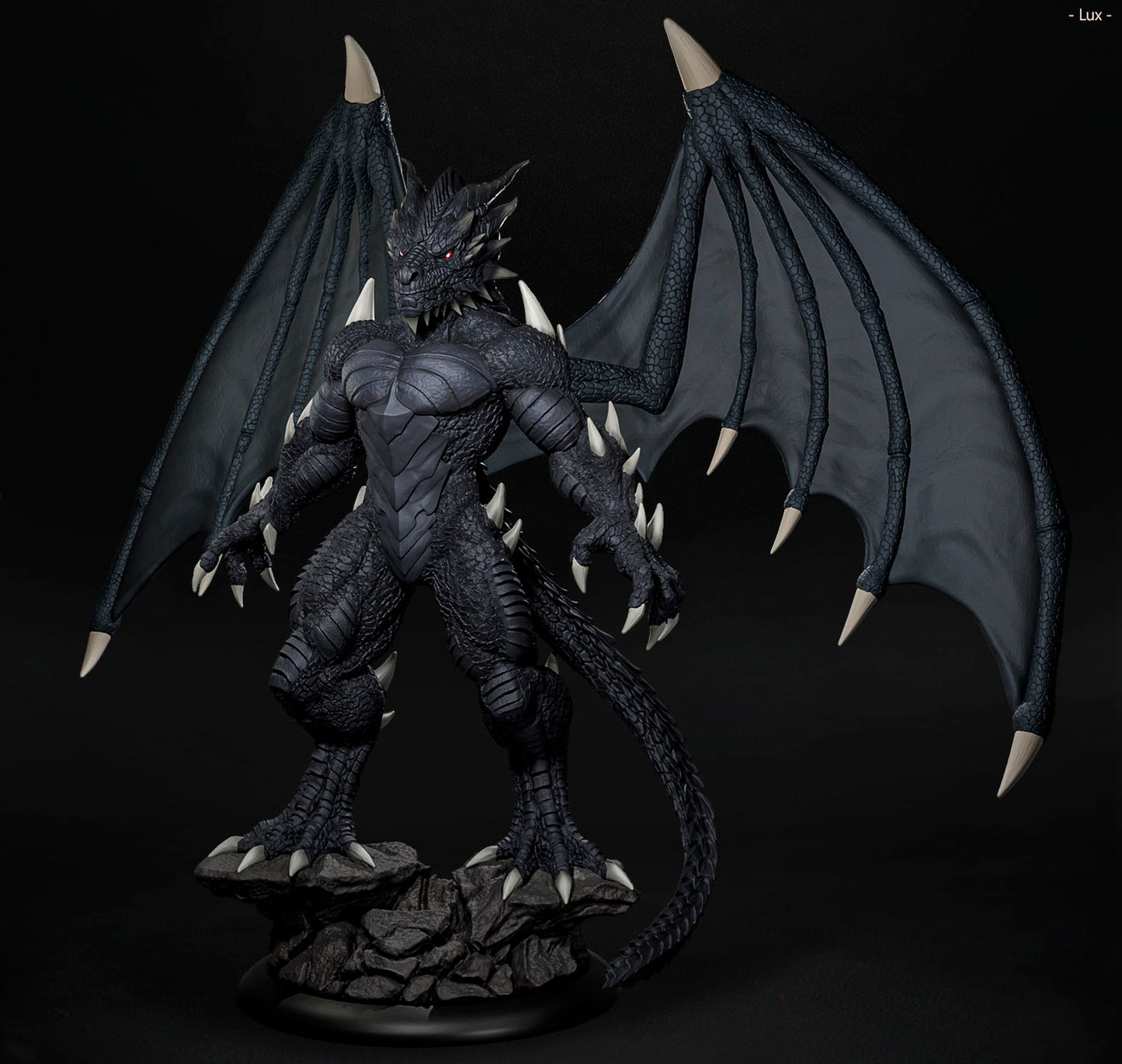 Amra 3D Art - Dark Dragon Family - Male - 80mm Pin Up/Figure/Model/Diorama - Helios3DPrinting