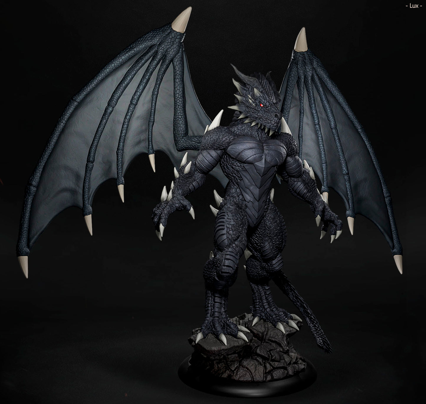 Amra 3D Art - Dark Dragon Family - Male - 80mm Pin Up/Figure/Model/Diorama - Helios3DPrinting
