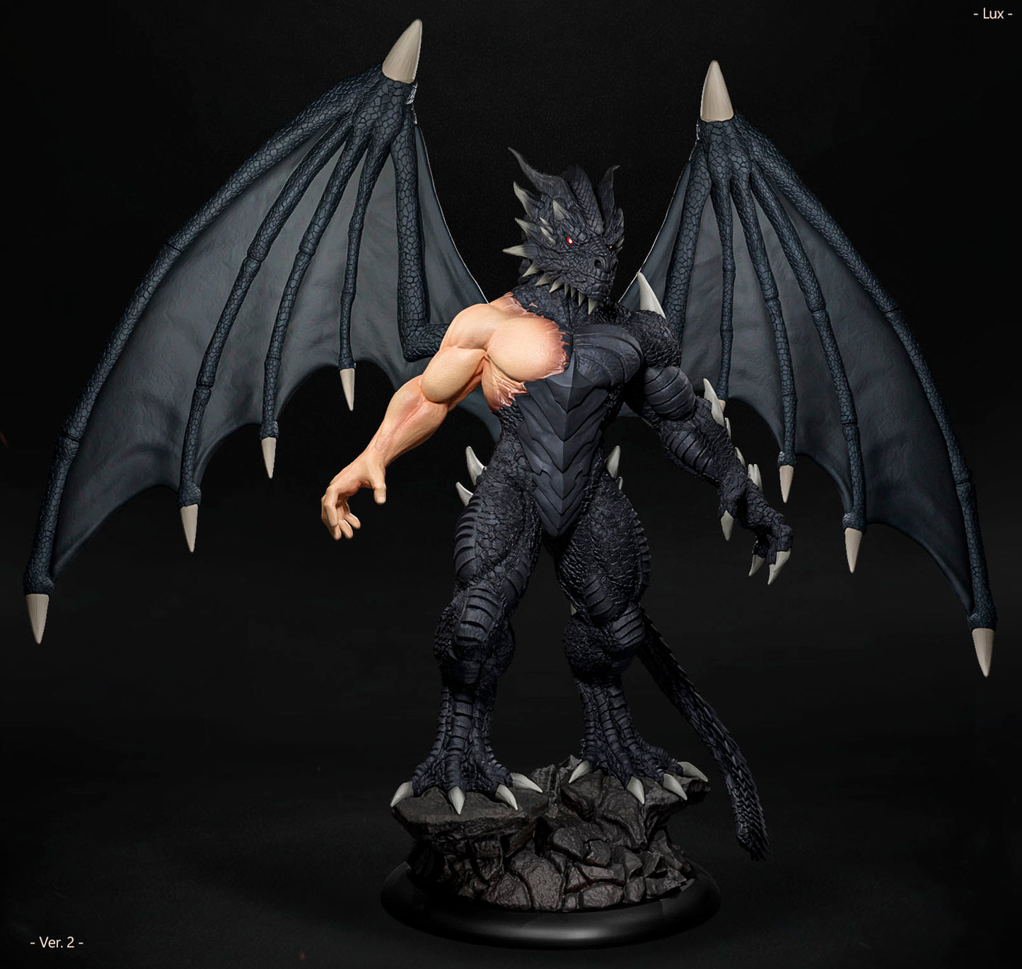 Amra 3D Art - Dark Dragon Family - Male - 80mm Pin Up/Figure/Model/Diorama - Helios3DPrinting