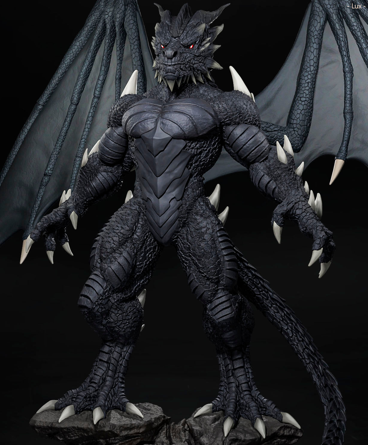 Amra 3D Art - Dark Dragon Family - Male - 80mm Pin Up/Figure/Model/Diorama - Helios3DPrinting