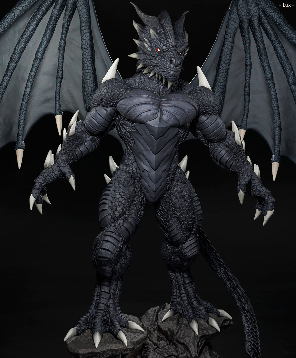 Amra 3D Art - Dark Dragon Family - Male - 80mm Pin Up/Figure/Model/Diorama - Helios3DPrinting