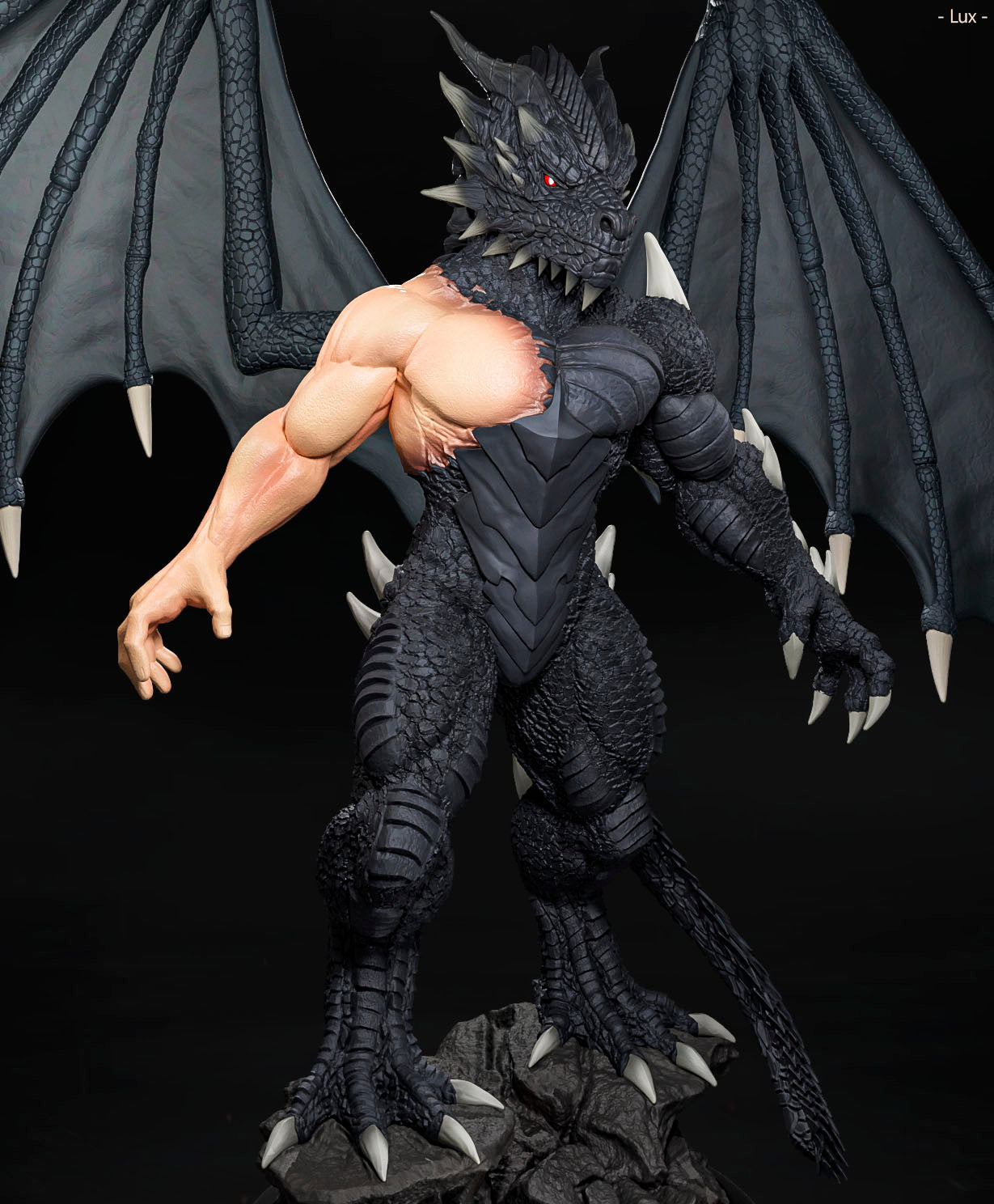 Amra 3D Art - Dark Dragon Family - Male - 80mm Pin Up/Figure/Model/Diorama - Helios3DPrinting