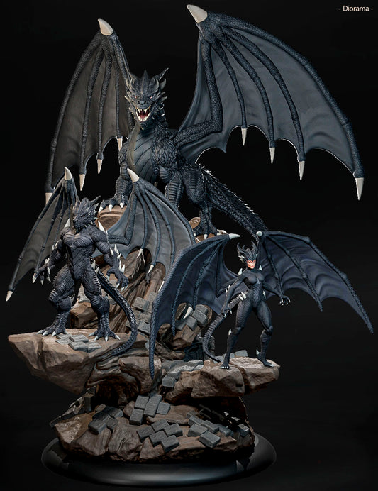 Amra 3D Art - Dark Dragon Family - Full Set - 80mm Pin Up/Figure/Model/Diorama - Helios3DPrinting