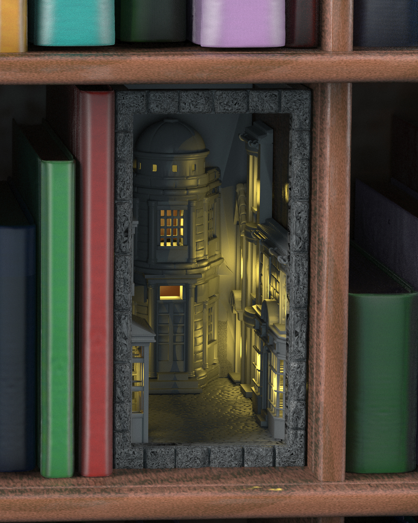 Crosslances - Book Nook/Shelf Insert - Diagon Alley
