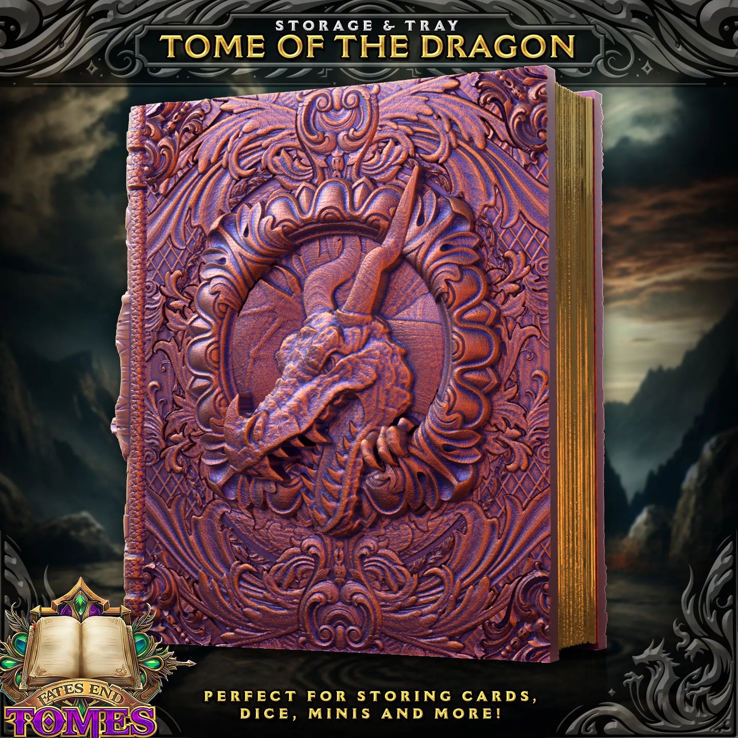 FatesEnd - Dice/Card Tome - Dragon - DnD/TTRPG/Roleplaying/Wargames