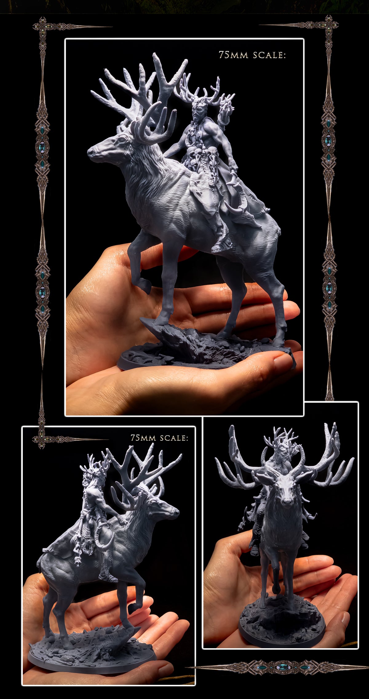 Printomancer - Druid: Wappellious & Stag - 32/75mm Pin Up/Figure/Model/Diorama