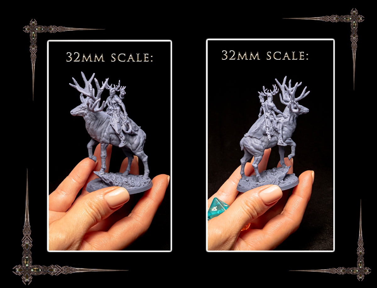 Printomancer - Druid: Wappellious & Stag - 32/75mm Pin Up/Figure/Model/Diorama