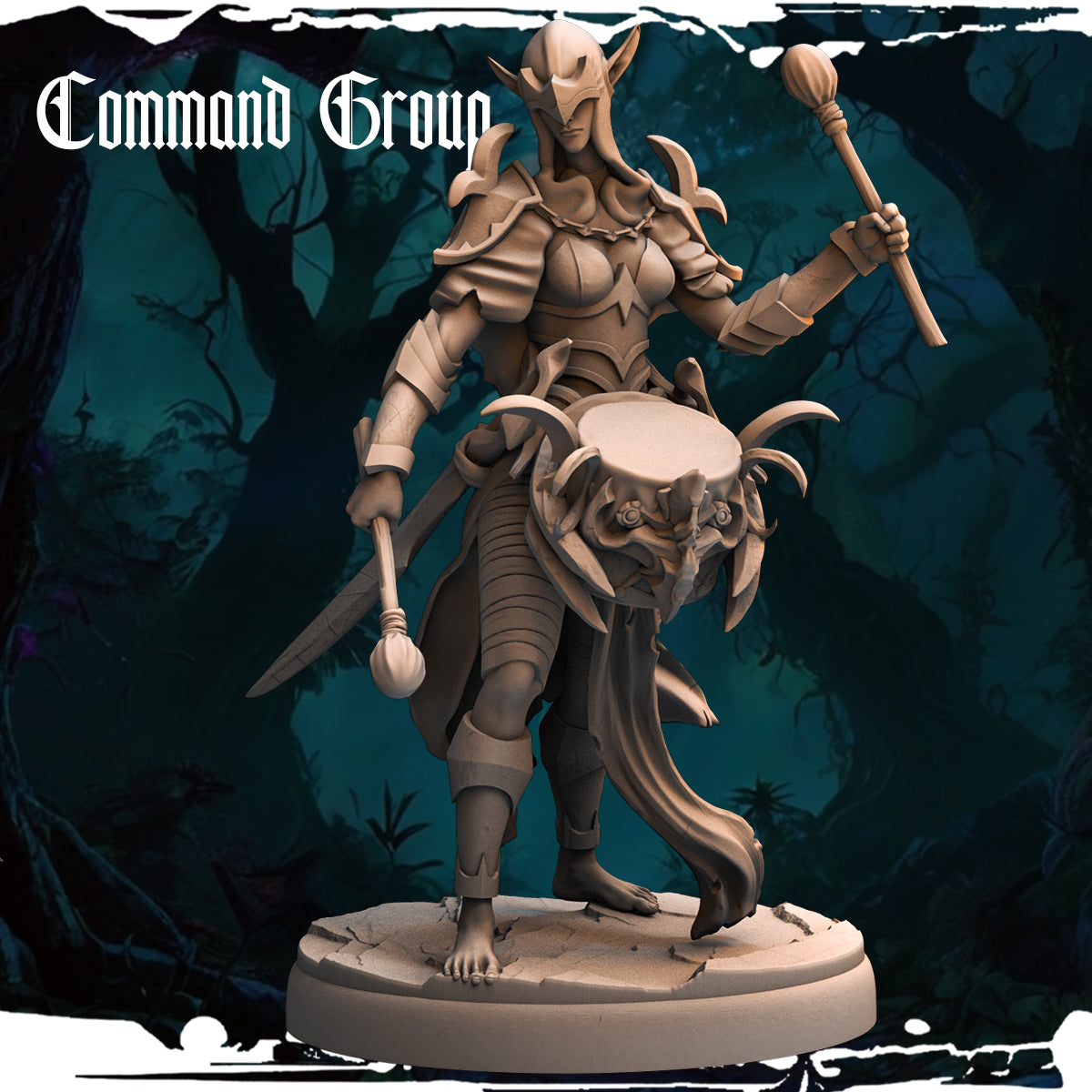 Monolith Arts - Dark Elves - Drummer #3 - DnD/TTRPG Figure/Miniature
