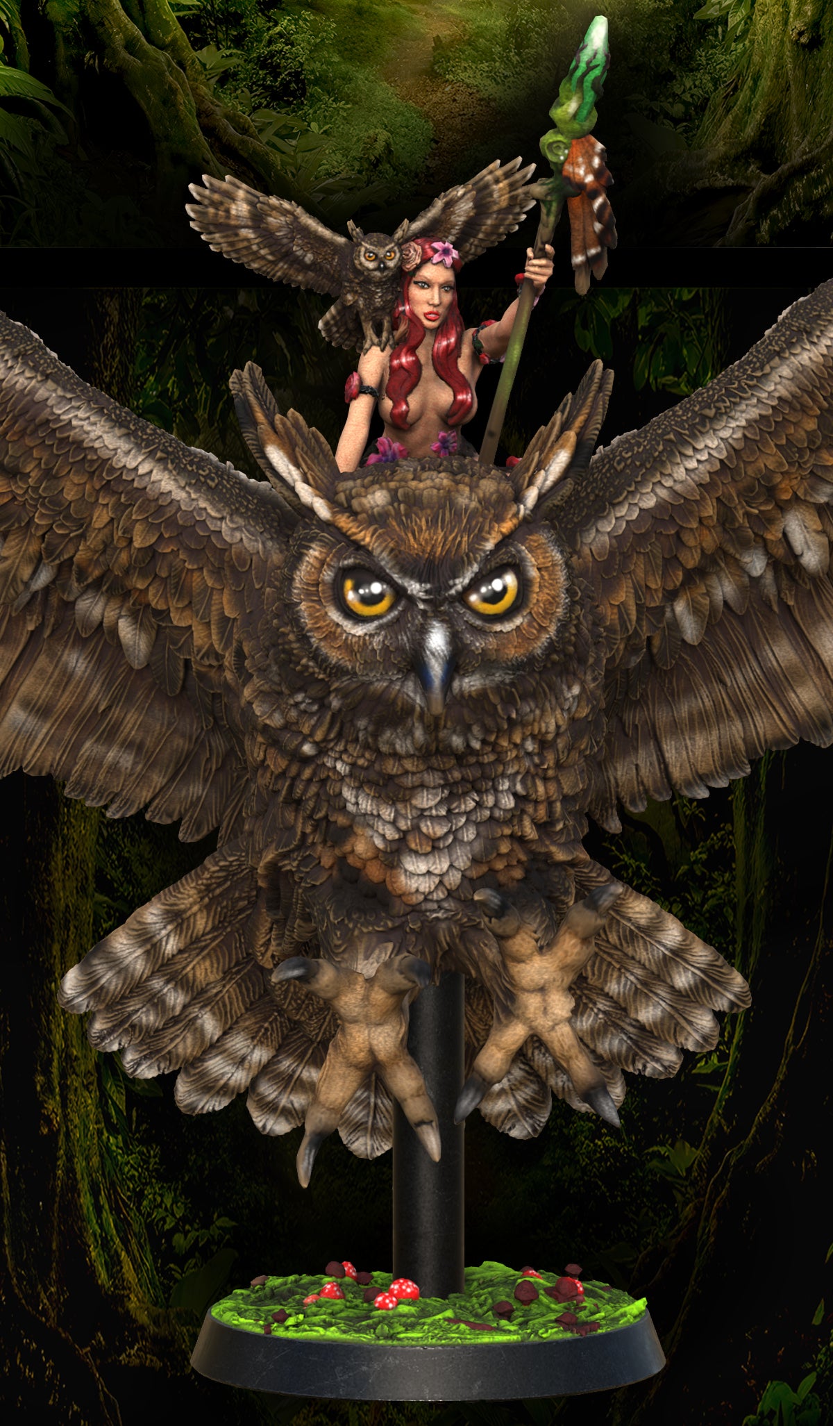 Printomancer - Dryad: Eloven & Owl - 32/75mm Pin Up/Figure/Model/Diorama