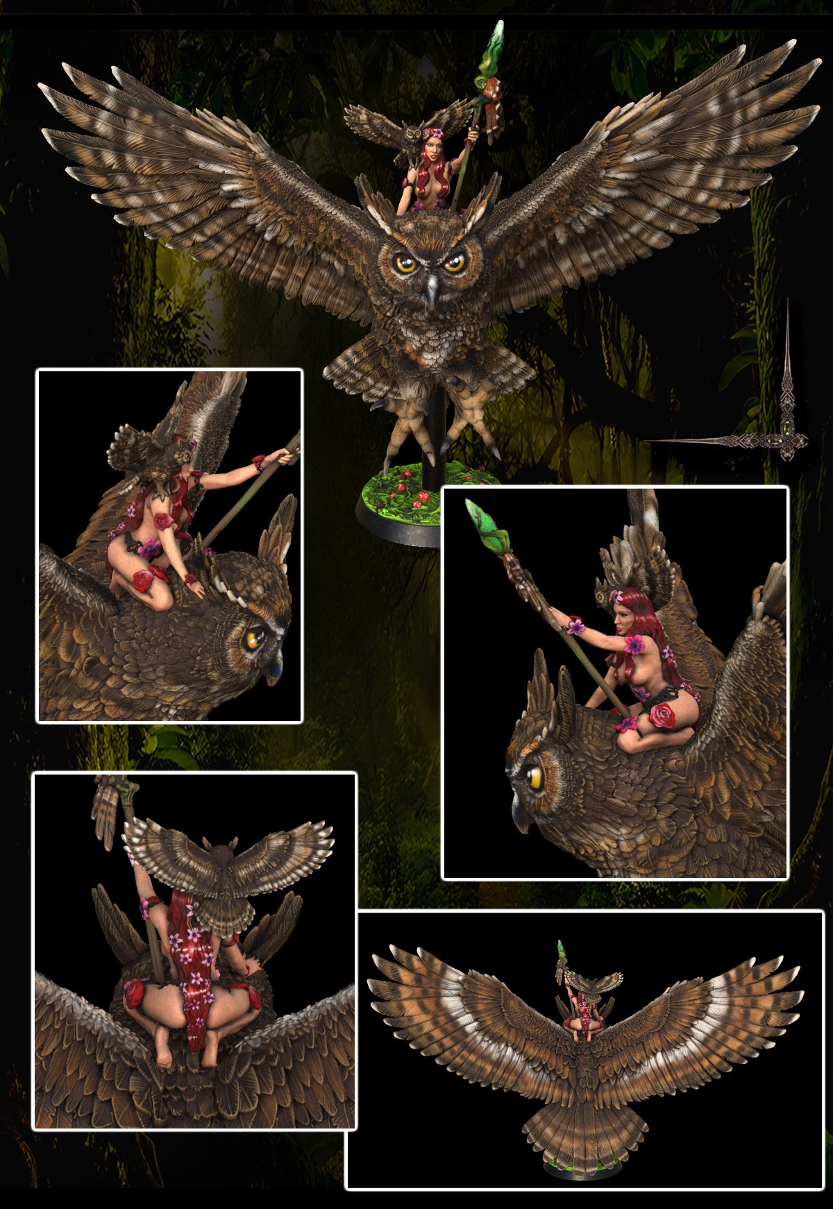 Printomancer - Dryad: Eloven & Owl - 32/75mm Pin Up/Figure/Model/Diorama