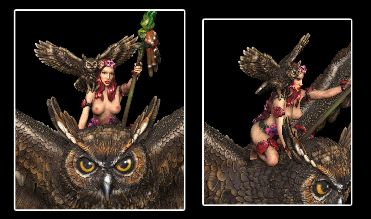 Printomancer - Dryad: Eloven & Owl - 32/75mm Pin Up/Figure/Model/Diorama