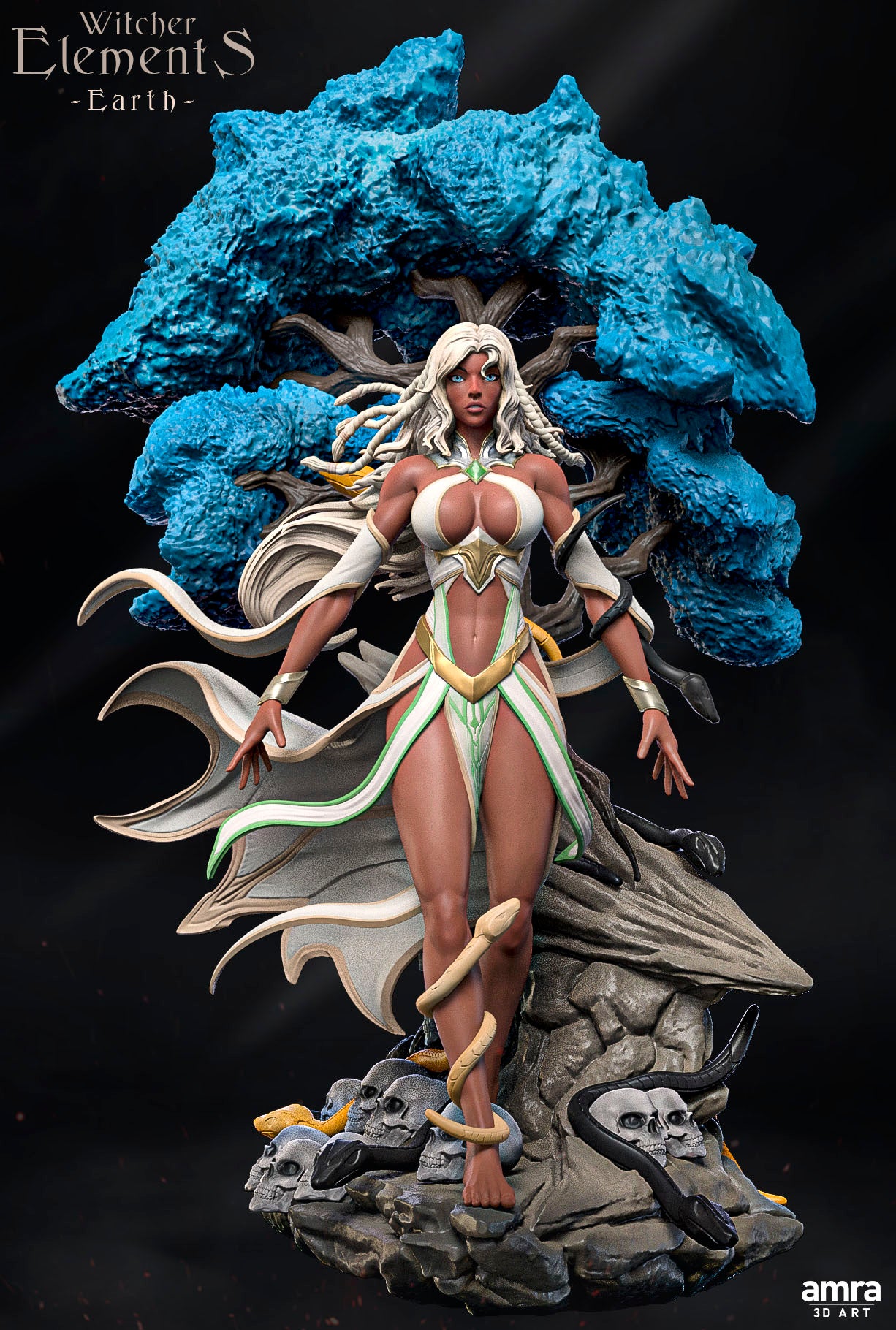Amra 3D Art - Witcher Elements - Earth #2 - 80mm Pin Up/Figure/Model/Diorama - Helios3DPrinting